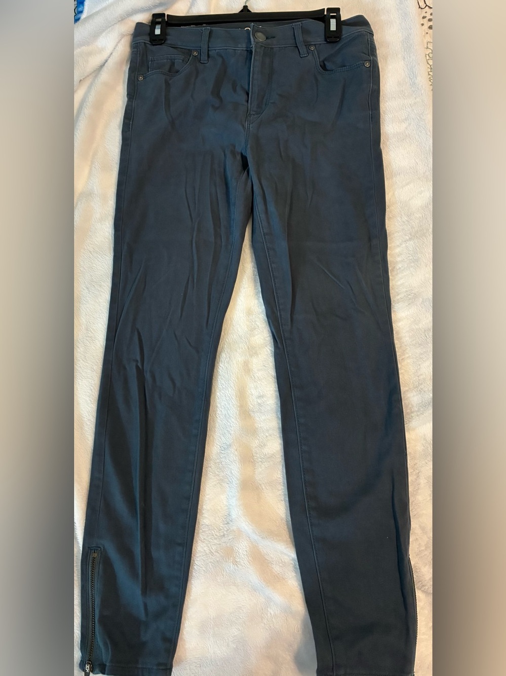 LOFT Women's Slate Blue Skinny Jeans with Ankle Zips